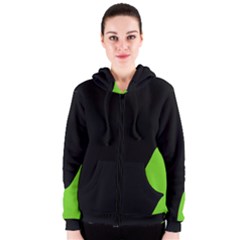 Black And Green Women s Zipper Hoodie by Valentinaart