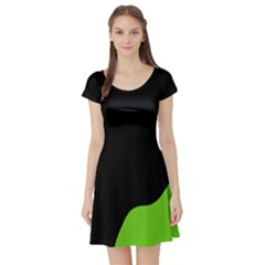 Black And Green Short Sleeve Skater Dress by Valentinaart