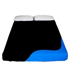 Blue And Black Fitted Sheet (queen Size) by Valentinaart