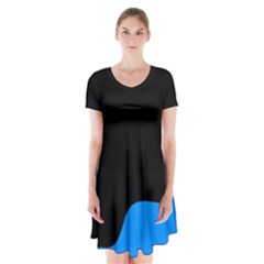 Blue And Black Short Sleeve V-neck Flare Dress by Valentinaart