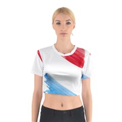 Tricolor Banner Flag, Red White Blue Cotton Crop Top by picsaspassion