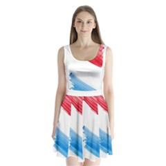 Tricolor Banner Flag, Red White Blue Split Back Mini Dress  by picsaspassion