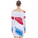 Tricolor banner flag, red white blue Long Sleeve Off Shoulder Dress View2