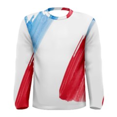 Tricolor Banner Flag France, Blue White Red Watercolor Men s Long Sleeve Tee