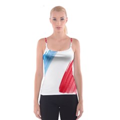 Tricolor Banner Flag France, Blue White Red Watercolor Spaghetti Strap Top by picsaspassion