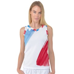 Tricolor Banner Flag France, Blue White Red Watercolor Women s Basketball Tank Top by picsaspassion