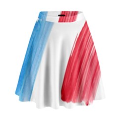 Tricolor Banner Flag France, Blue White Red Watercolor High Waist Skirt by picsaspassion