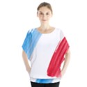 Tricolor banner flag France, blue white red watercolor Blouse View1