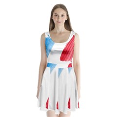 Tricolor Banner Flag France, Blue White Red Watercolor Split Back Mini Dress  by picsaspassion