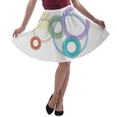 Rainbow Colors Circles A-line Skater Skirt