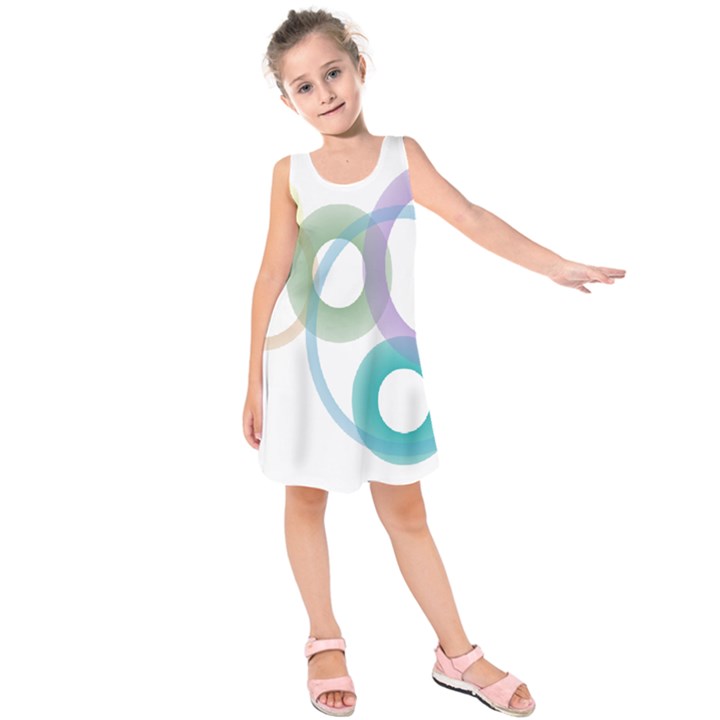 Rainbow colors circles Kids  Sleeveless Dress