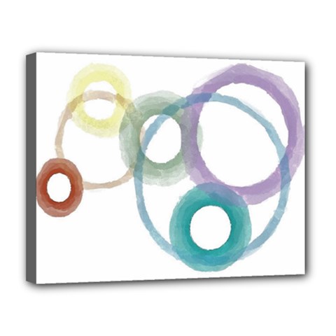 Rainbow Color Circles, Watercolor - Aquarel Painting Canvas 14  X 11  by picsaspassion