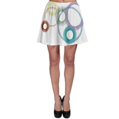 Rainbow Color Circles, Watercolor - Aquarel Painting Skater Skirt by picsaspassion