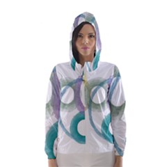 Rainbow Color Circles, Watercolor - Aquarel Painting Hooded Wind Breaker (women) by picsaspassion