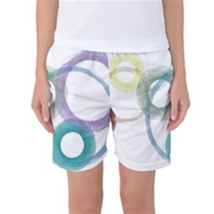 Rainbow Color Circles, Watercolor - Aquarel Painting Women s Basketball Shorts by picsaspassion