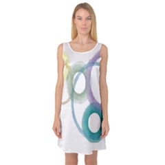 Rainbow Color Circles, Watercolor - Aquarel Painting Sleeveless Satin Nightdress by picsaspassion