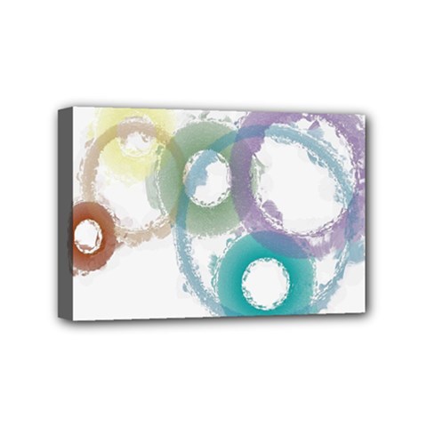 Rainbow Color Circles, Paintbrush Aquarel Mini Canvas 6  X 4 