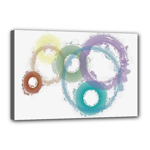 Rainbow Color Circles, Paintbrush Aquarel Canvas 18  X 12  by picsaspassion