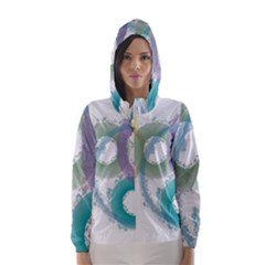 Rainbow Color Circles, Paintbrush Aquarel Hooded Wind Breaker (women) by picsaspassion