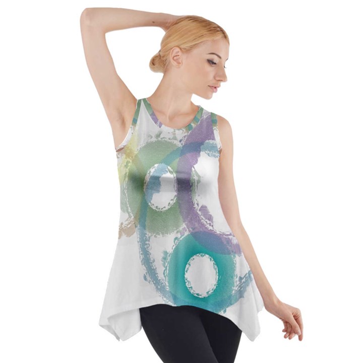 Rainbow color circles, paintbrush aquarel Side Drop Tank Tunic