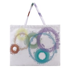 Rainbow Color Circles, Paintbrush Aquarel Zipper Large Tote Bag by picsaspassion