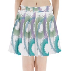 Rainbow Color Circles, Paintbrush Aquarel Pleated Mini Skirt