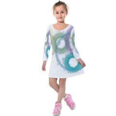 Rainbow Color Circles, Paintbrush Aquarel Kids  Long Sleeve Velvet Dress by picsaspassion