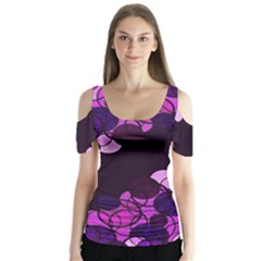 Purple Bubbles Butterfly Sleeve Cutout Tee 