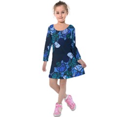 Blue Bubbles Kids  Long Sleeve Velvet Dress by Valentinaart