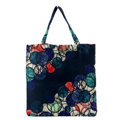 Orange And Blue Bubbles Grocery Tote Bag by Valentinaart