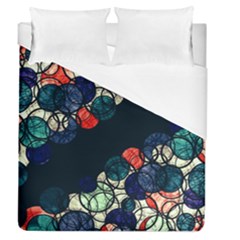 Orange And Blue Bubbles Duvet Cover (queen Size) by Valentinaart