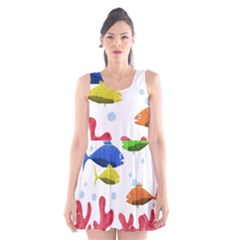 Corals And Fish Scoop Neck Skater Dress by Valentinaart