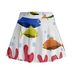 Corals And Fish Mini Flare Skirt by Valentinaart