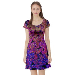 Purple Corals Short Sleeve Skater Dress by Valentinaart