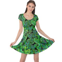 Green Corals Cap Sleeve Dresses by Valentinaart