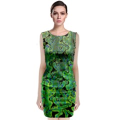 Green Corals Sleeveless Velvet Midi Dress by Valentinaart