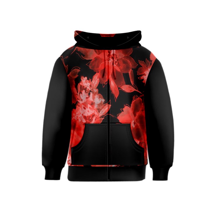 red flower  Kids  Zipper Hoodie