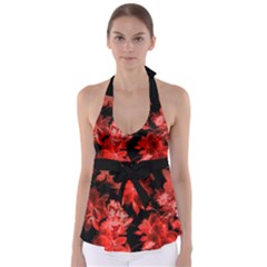 Red Flower  Babydoll Tankini Top by Brittlevirginclothing