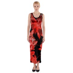 Red Flower  Fitted Maxi Dress by Brittlevirginclothing