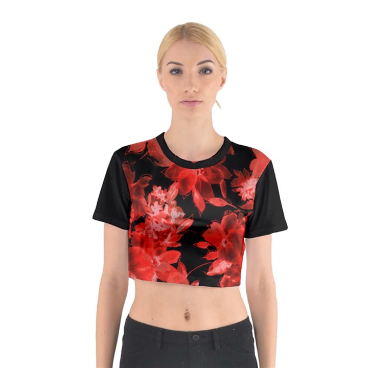 red flower  Cotton Crop Top