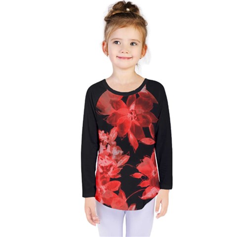 Red Flower  Kids  Long Sleeve Tee by Brittlevirginclothing