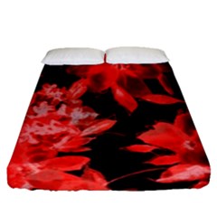 Red Flower  Fitted Sheet (queen Size) by Brittlevirginclothing