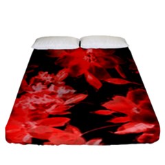 Red Flower  Fitted Sheet (california King Size) by Brittlevirginclothing