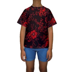 Small Red Roses Kids  Short Sleeve Swimwear by Brittlevirginclothing