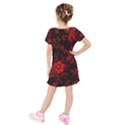 Small Red Roses Kids  Short Sleeve Velvet Dress View2