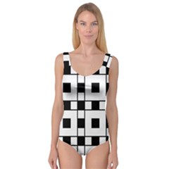 Black And White Pattern Princess Tank Leotard 