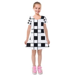 Black And White Pattern Kids  Short Sleeve Velvet Dress