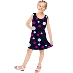 Pink And White Dots Kids  Tunic Dress by Valentinaart