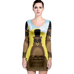 Happy Groundhog Day Long Sleeve Bodycon Dress by Valentinaart