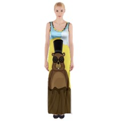 Happy Groundhog Day Maxi Thigh Split Dress by Valentinaart